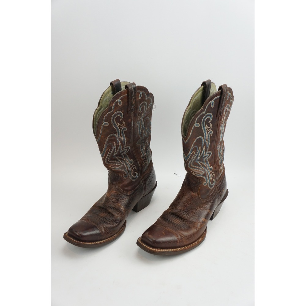 Ariat Legends Western Boots 7.5B Brown Leather Square Toe Stitched 13825 GC